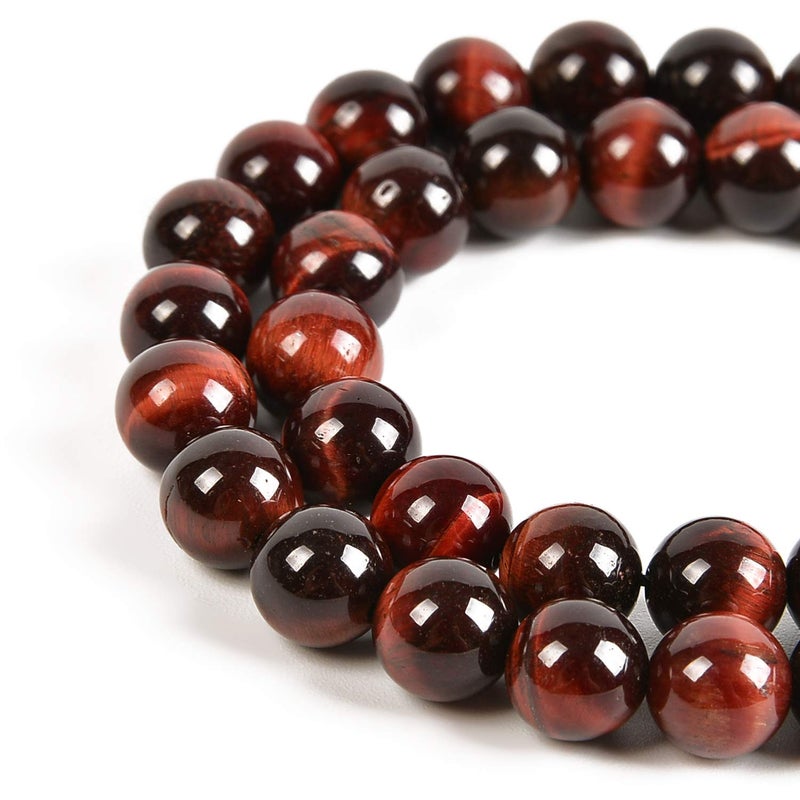 Nancybeads 45pcs 8mm Natural Red Tiger's Eye Gemstone Round Spacer Loose Stone Beads for Jewelry Making 15.5" 1 Strand (Red Tiger's Eye, 8mm 45Beads) - Image 1